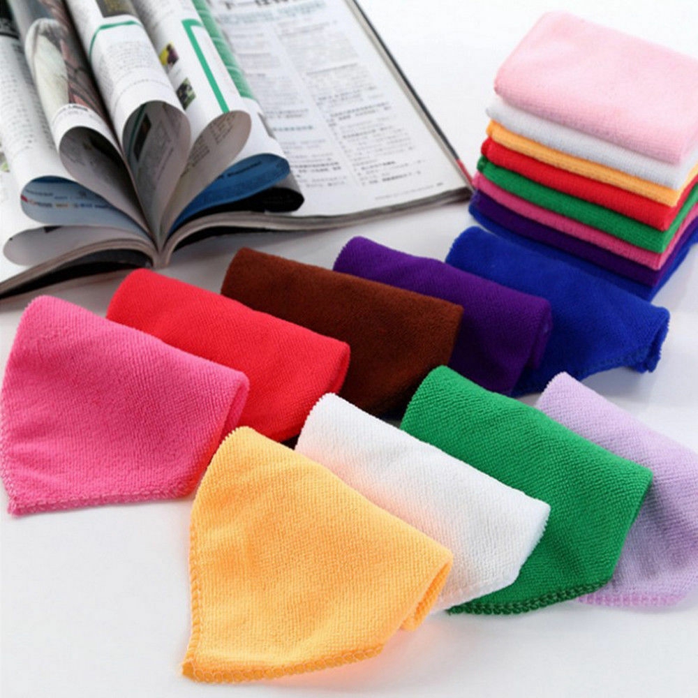 Bộ 2/4 khăn lau bằng chất liệu microfiber nhiều màu đa năng