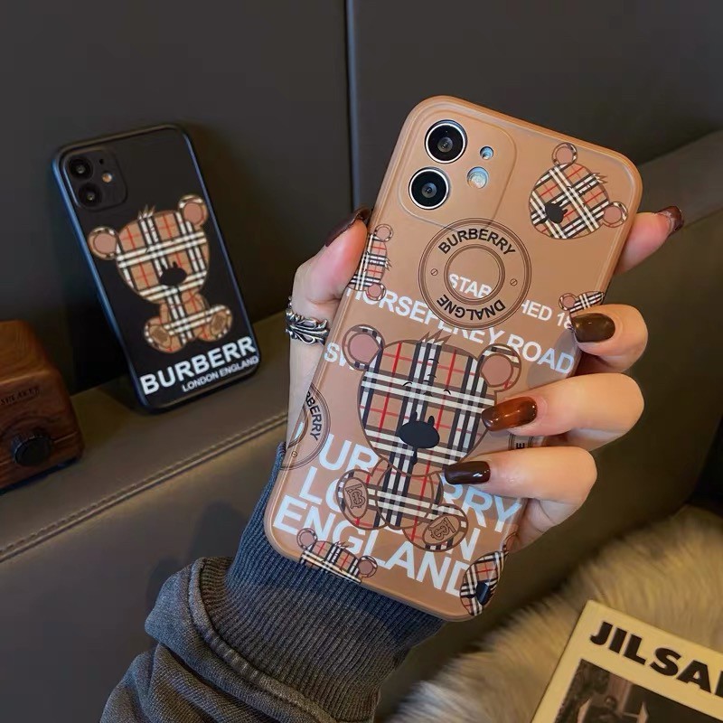 Ốp điện thoại iphone BBR Gấu Kẻ Nền Đen,Nâu cho iphone 12 pro max/12pro/11 pro max/11/Xs Max