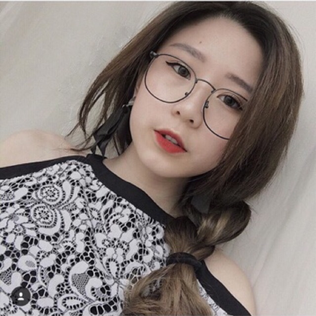 Gọng kính kim loại vintage mắt vuông to bo tròn cho nam nữ
