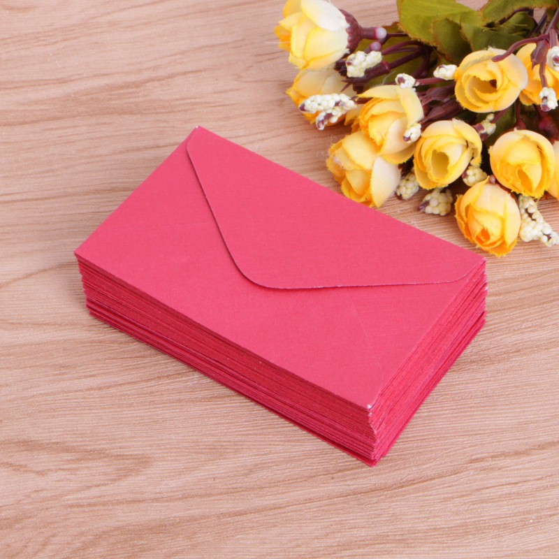 Set 50 Bao Thư Giấy Mini Phong Cách Retro Xinh Xắn