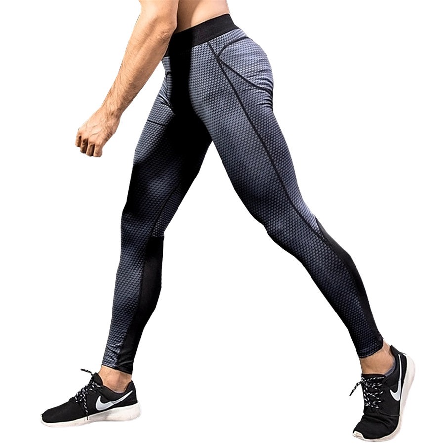 Quần legging thể thao chạy bộ nam chất liệu co dãn