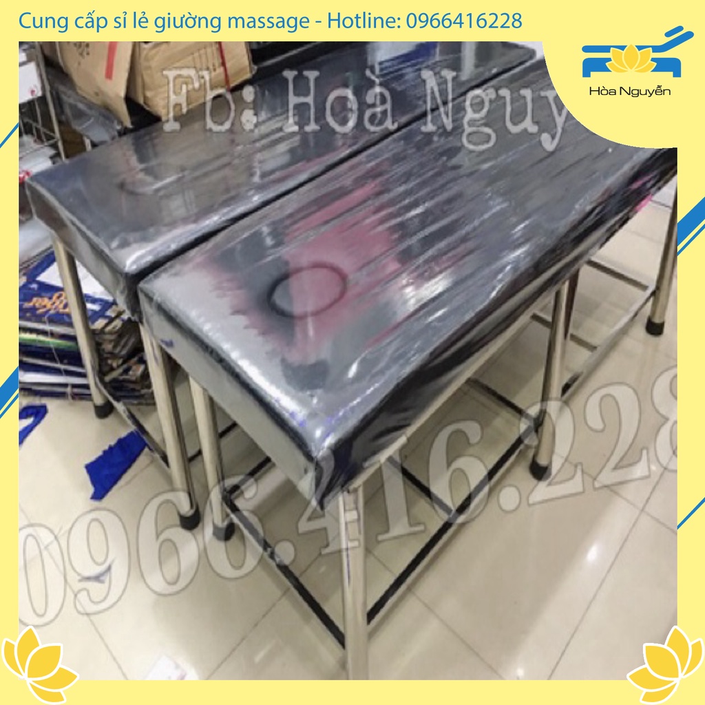 Giường spa inox chân to ống phi 50