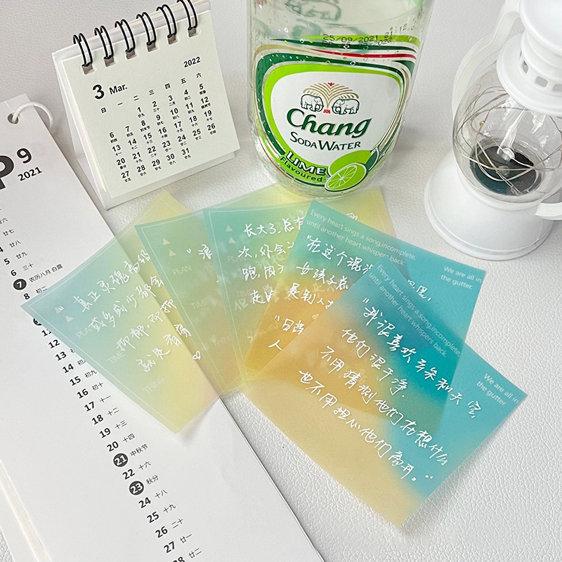 Giấy Dán Ghi Chú Trong Suốt Màu Gradient Không Dính Có Thể Xé Được