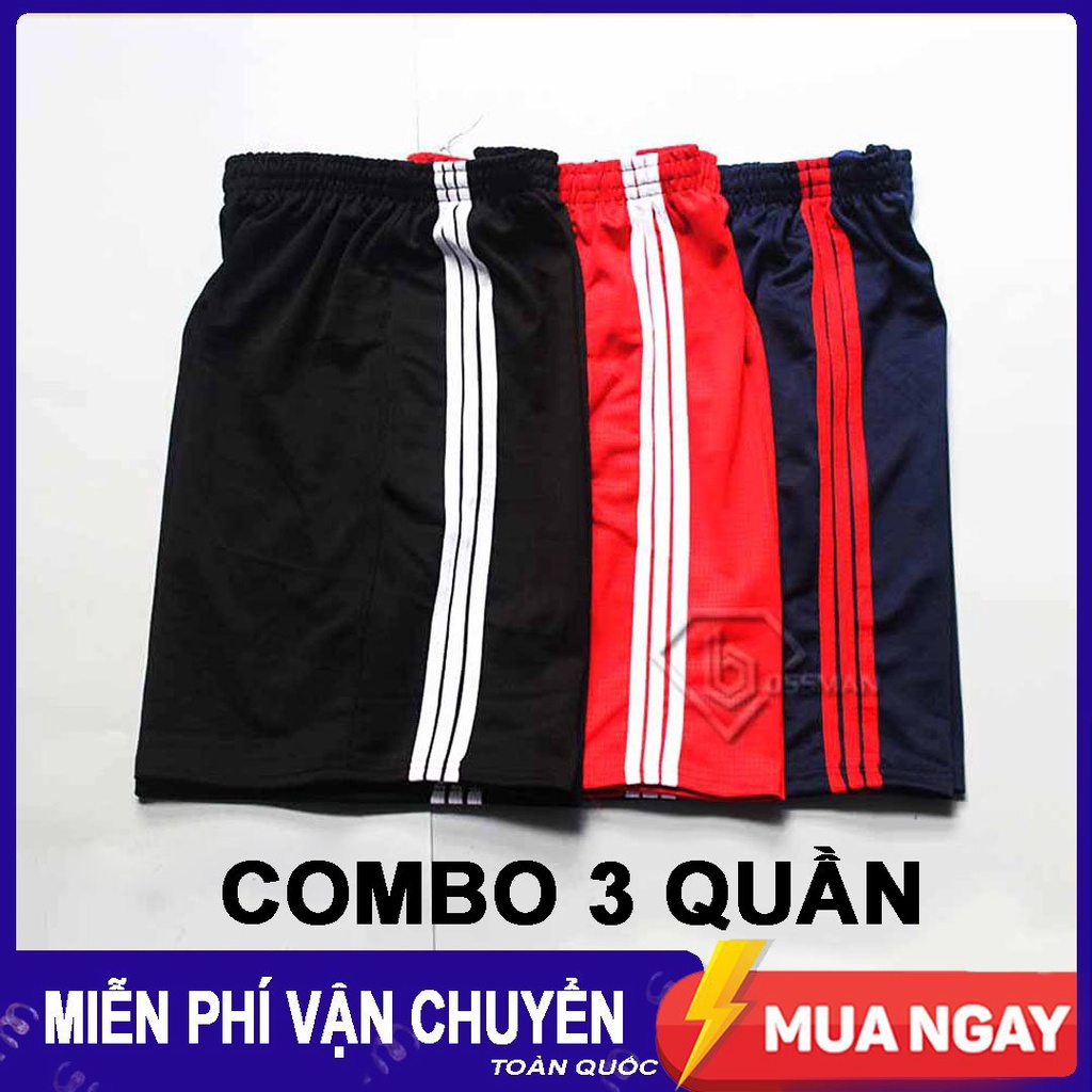 Bộ 3 Quần đùi nam (3 Quần) Quần Short Nam viền sọc kiểu dáng thể thao thoải mái mặc nhà - dạo phố (Màu Ngẫu Nhiên)