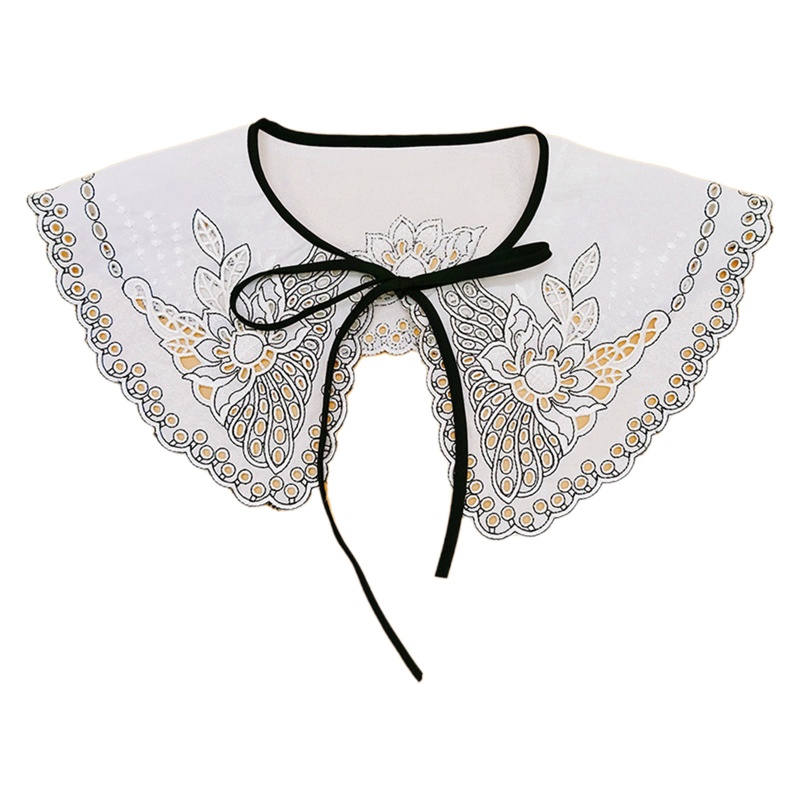 Khăn Choàng Cổ Rỗng Thêu Hoa Phối Nơ Có Thể Tháo Rời Cho Nữ