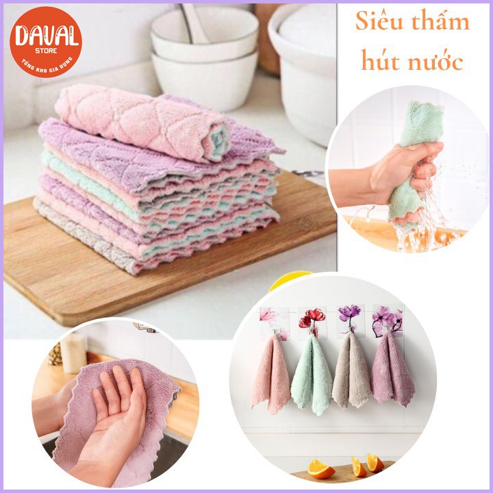 Khăn lau bếp -Khăn lau đa năng siêu thấm nước lau bát đãi, bàn ghế ,lau bếp, lau kính, xe hơi oto KL02