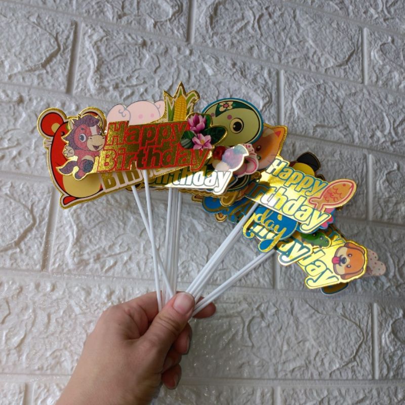 Set 12 con giáp trang trí bánh kem, set cắm bộ 12 con giáp