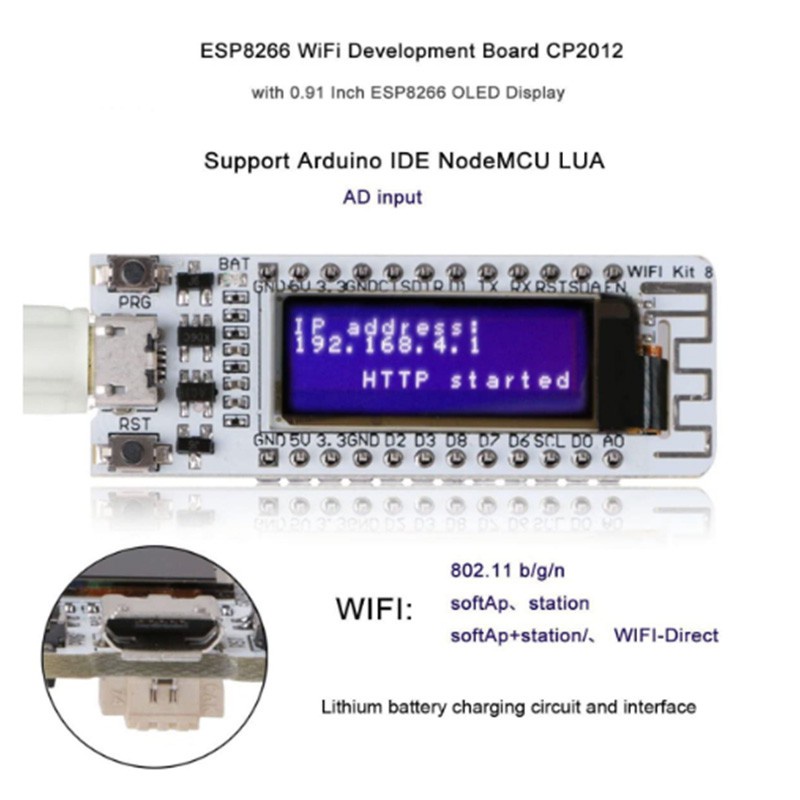 Bảng Mạch Esp8266 Wifi 0.91 Inch Oled Cp2014 32mb