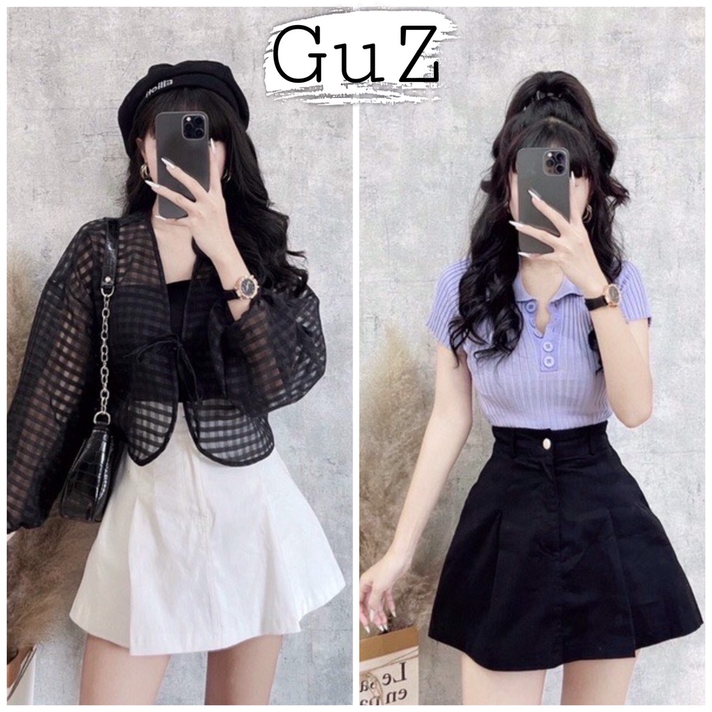 Quần giả váy chữ a Quần váy ngắn xòe có ly chất kaki xịn form rộng thoải mái giá rẻ GuZ