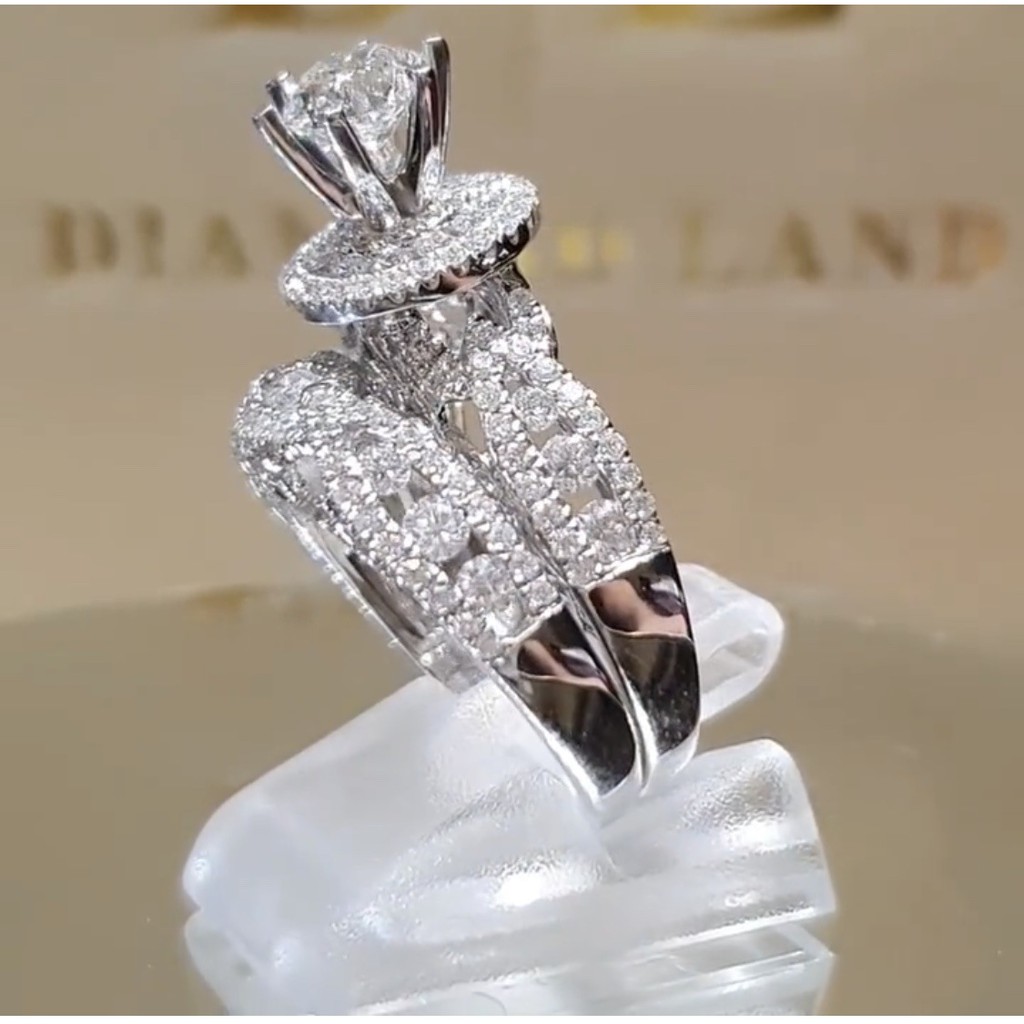Nhẫn cặp đính đá zircon kiểu Âu Mỹ cá tính hợp thời trang