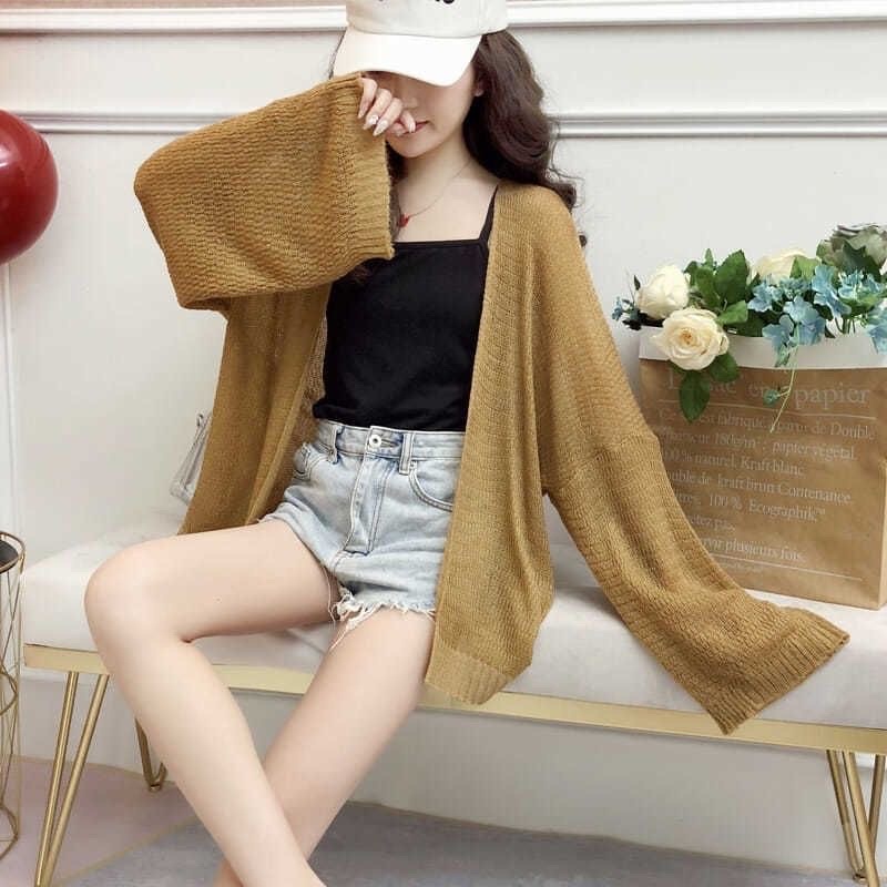 Áo Khoác Cardigan Len Mỏng Cho Nữ Phong Cách Hàn Quốc Sexy Mẫu Mới 2021