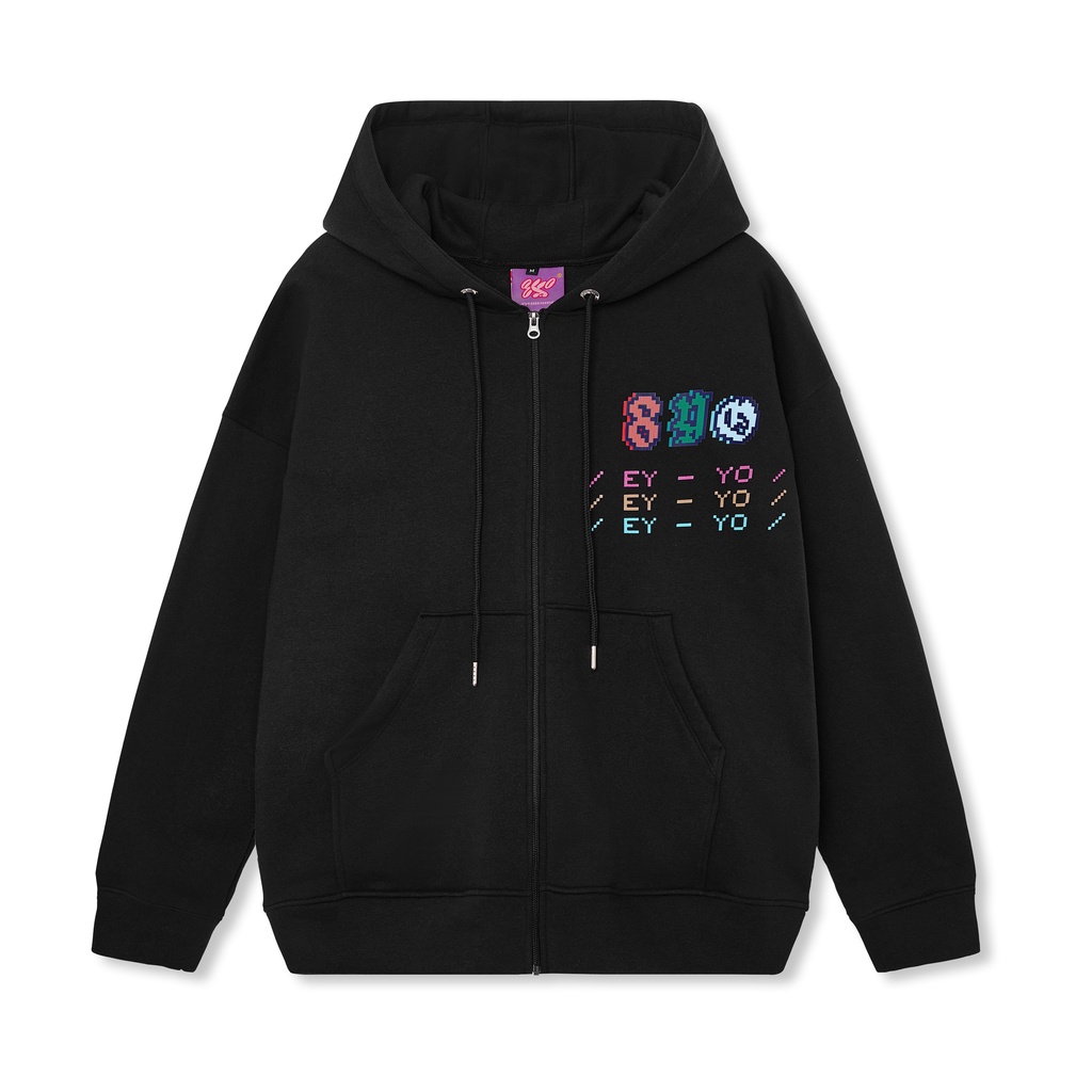 Áo Hoodie zip 8YO cao cấp có dây kéo VACATION - Đen