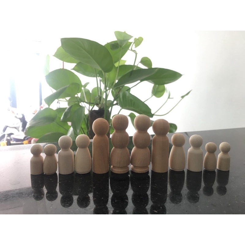 Set 12 búp bê gỗ nhiều hình dáng DIY_Steiner dolls_búp bê tô màu sáng tạo