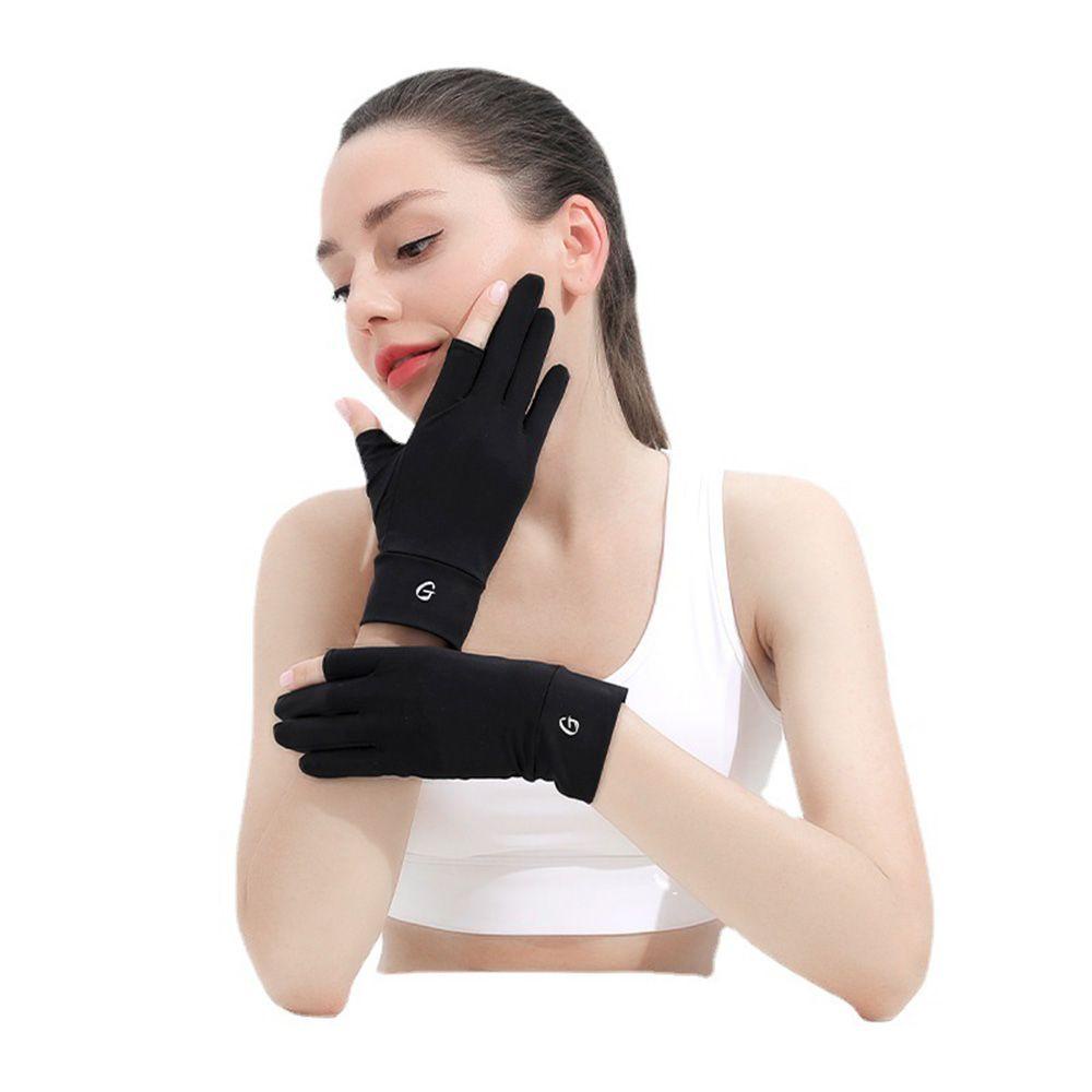 Găng Tay Hở Ngón Chống Nắng Bằng Lụa Mát Sự Bảo Vệ