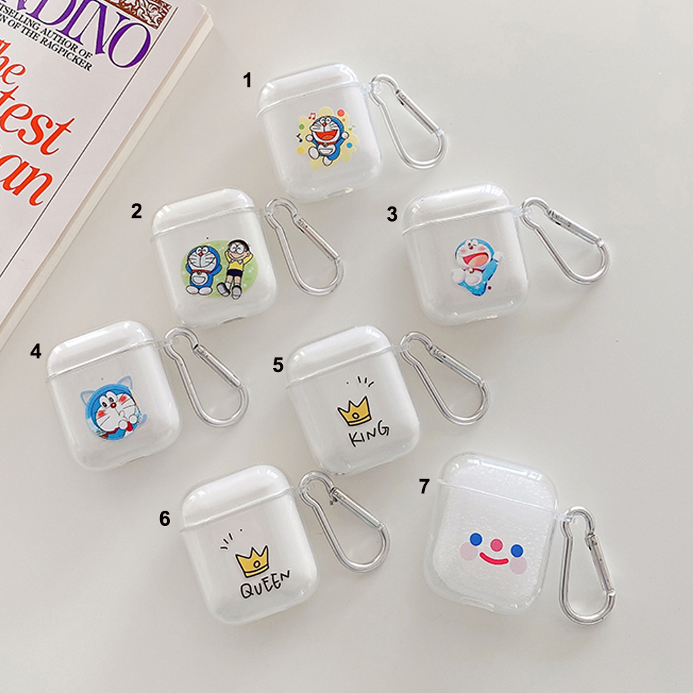 Dễ Thương Vỏ Bảo Vệ Hộp Sạc Tai Nghe Airpods 1 2 Pro Bằng Tpu Mềm Trong Suốt Hình Doraemon