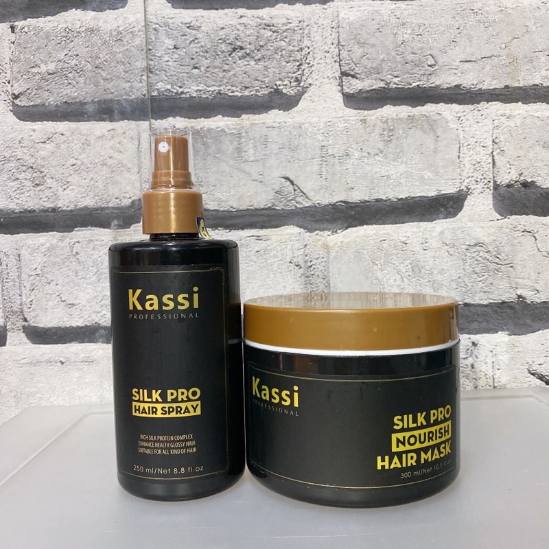Combo Hấp dầu / Xịt dưỡng tóc Kassi Silk Pro Restore Damage Hair dành cho tóc hư tổn, khô xơ