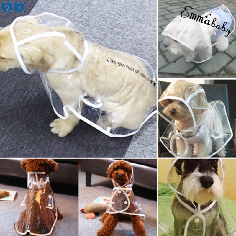 Áo mưa trong suốt có mũ trùm chống nước tiện dụng dành cho cún cưng cỡ nhỏ/vừa/lớn