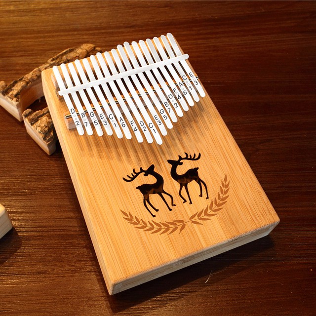 Đàn kalimba 17 phím họa tiết 2 chú nai tặng phụ kiện