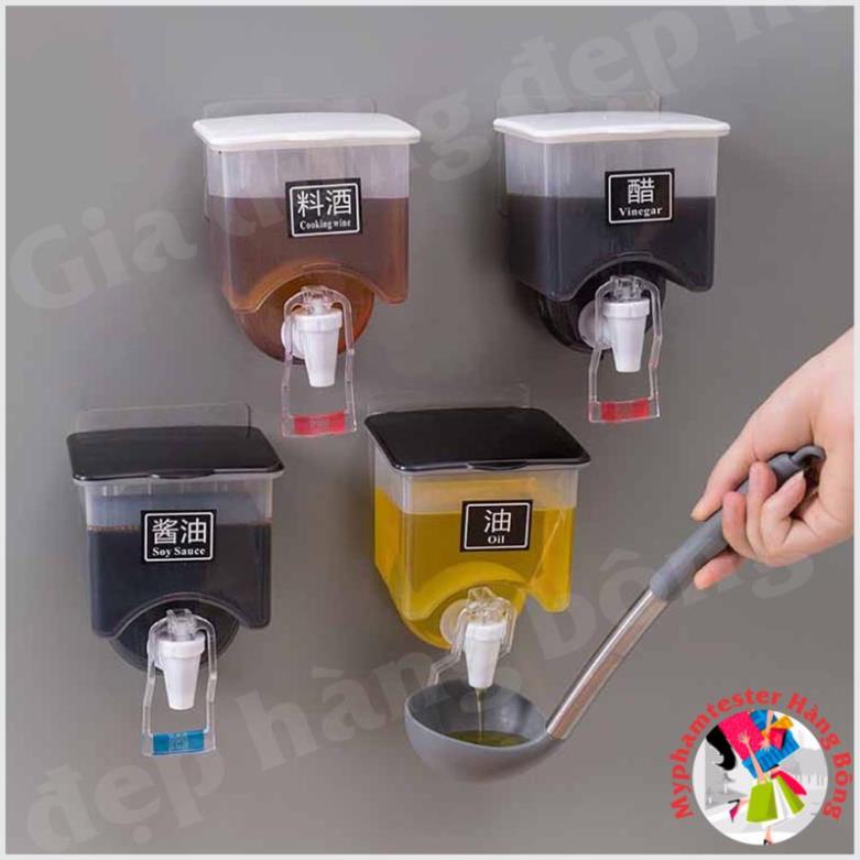 Hộp Đựng Gia Vị Tự Động Dạng Nhấn Treo Tường Tiện Lợi Dành Cho Nhà Bếp