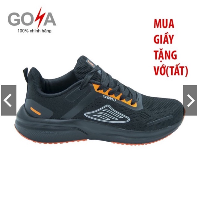 Giày Thể Thao Nam Goya Wanno 11 màu Đen Cam Form ôm chân, Cực Nhẹ.