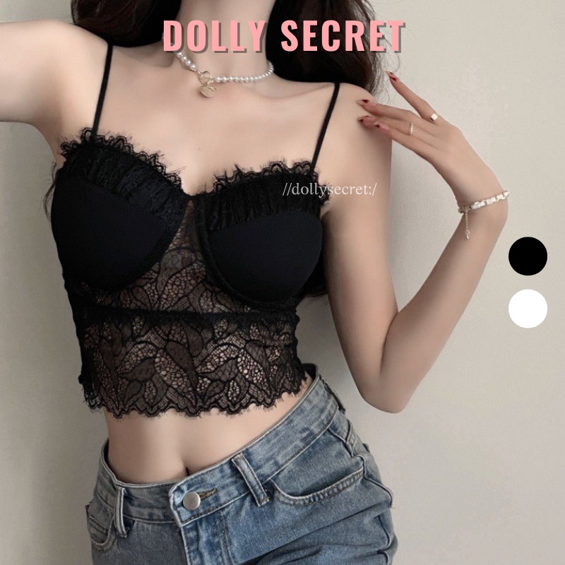 Áo Lót Bralette Ren Có Mút Nâng Ngực Nữ Dáng Cúp Quây Ngang Sexy DOLLY SECRET A26
