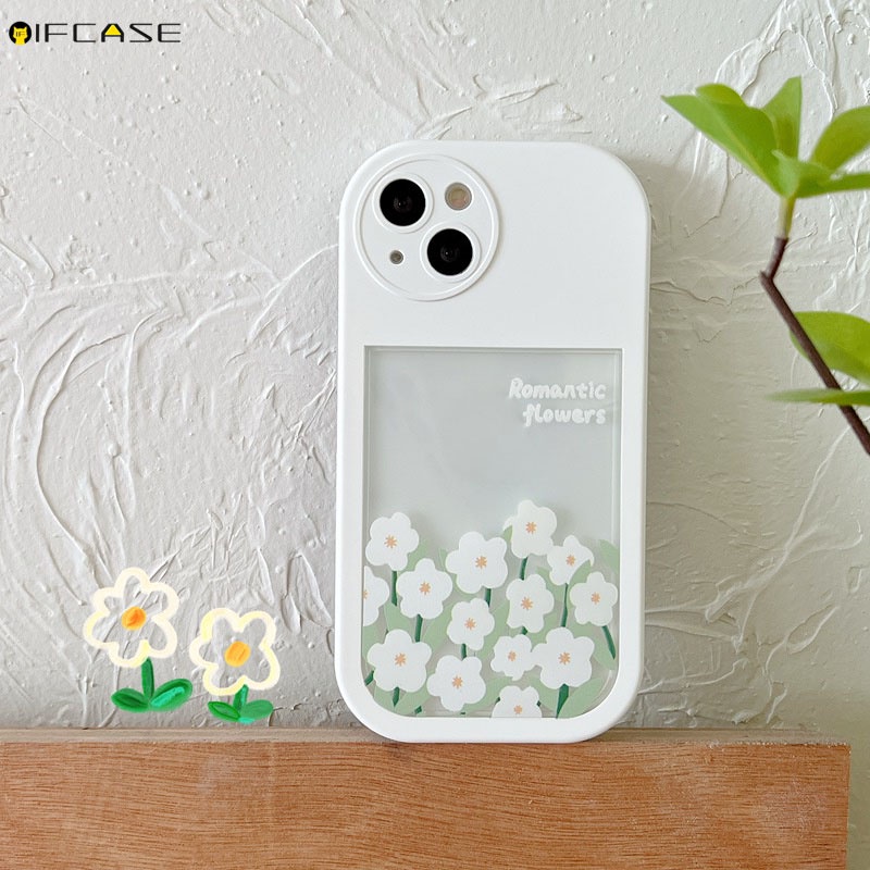 Ốp Điện Thoại Mềm Trong Suốt Họa Tiết Hoa Trắng Đơn Giản Cho iPhone 13 12 11 Pro Max XS Max XR X