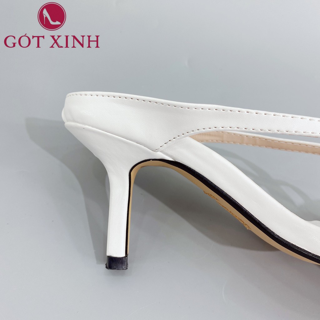 Dép cao gót nữ GÓT XINH D2 quai xỏ ngón da mềm đế cao 5cm