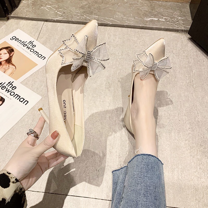 Giày cao gót nơ đá bít mũi gót nhọn Chị Đẹp Store mã H123