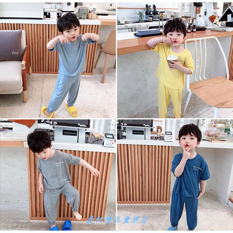 quần áo trẻ em bộ đồ ngủ alibaba pijama mùa hè cho bé trai gái