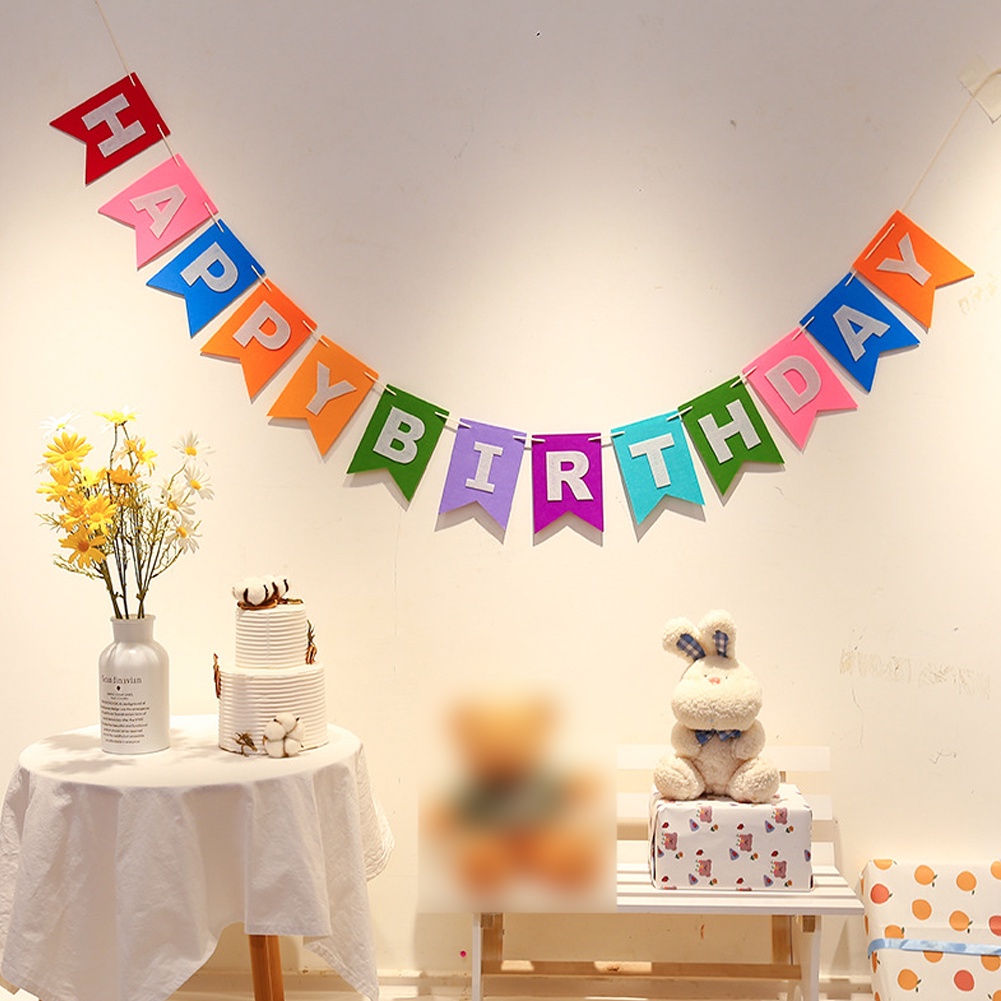 Bộ Dây Banner Treo Trang Trí Sinh Nhật Màu Sắc Dễ Thương