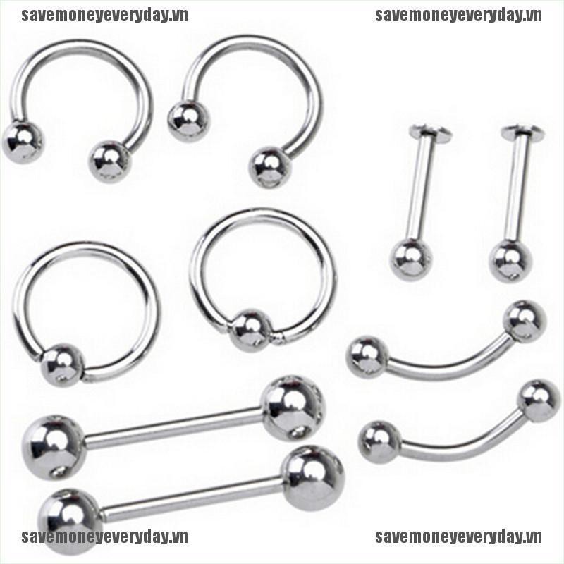 Set 60 / 85 Khuyên Xỏ Bằng Thép Không Gỉ Cá Tính Thời Trang