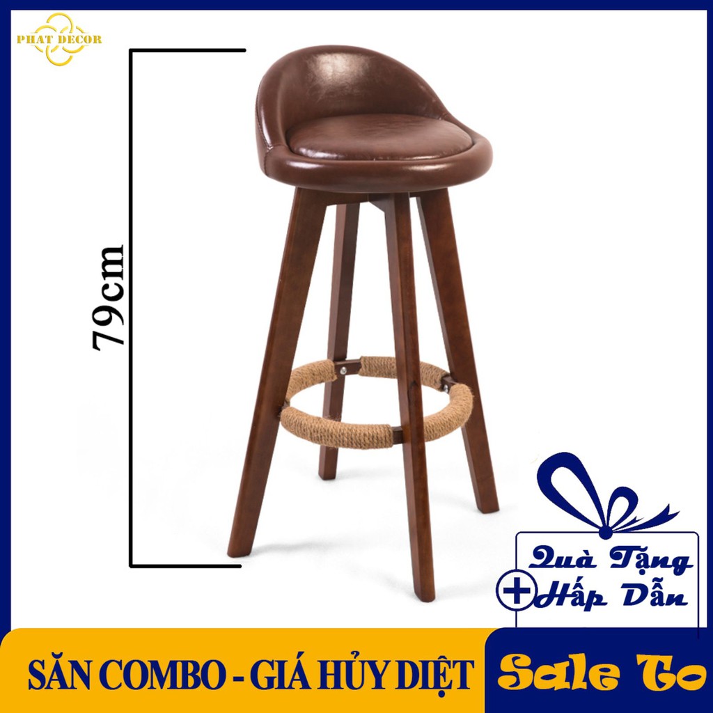 Ghế Quầy Bar 06 - Bar stools & chairs , bọc da cao cấp , chân gỗ thịt , xoay 360 độ nhập khẩu nguyên chiếc . Có Bảo Hành
