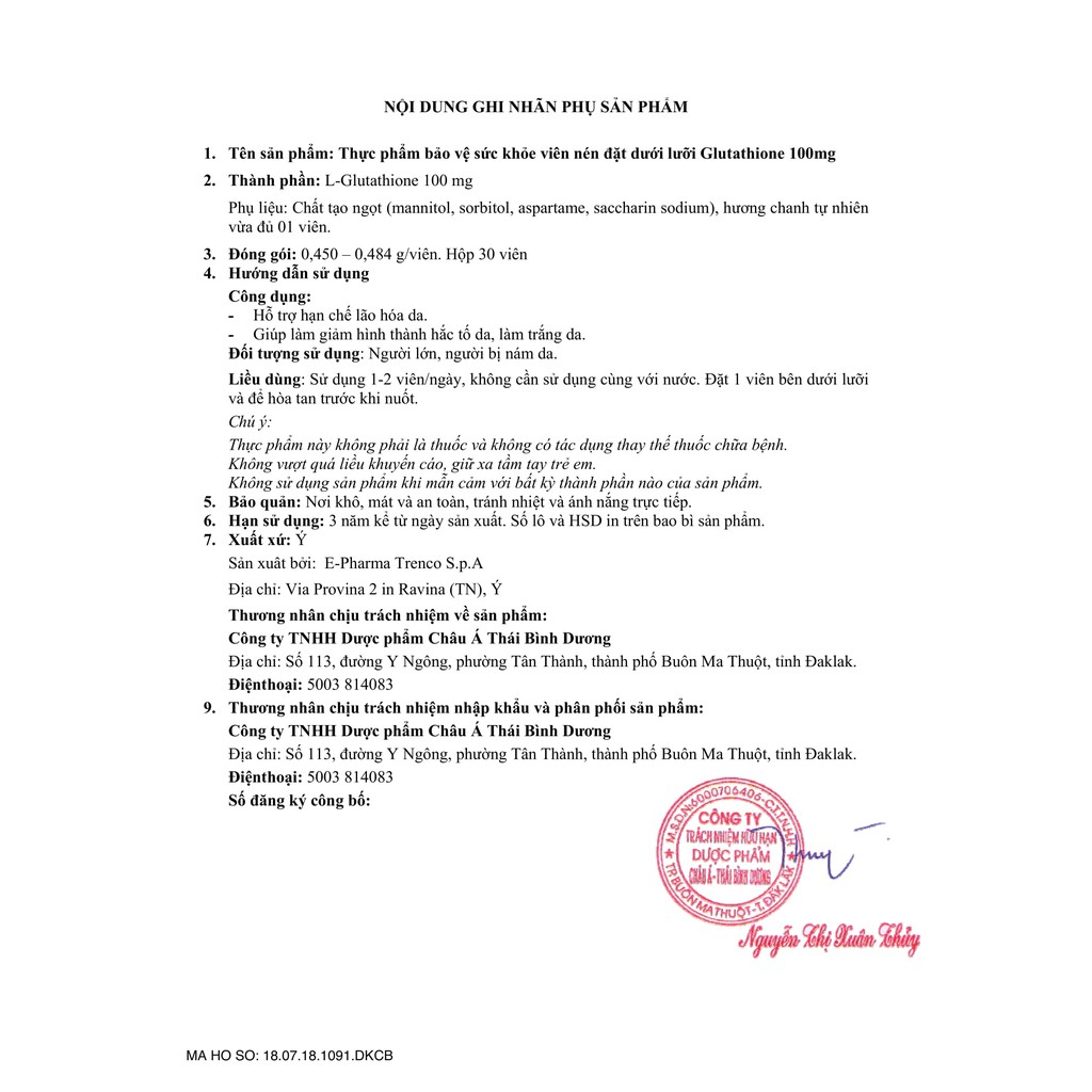 Viên ngậm trắng da dưới lưỡi Glutathione 100mg nhập khẩu Italy | BigBuy360 - bigbuy360.vn