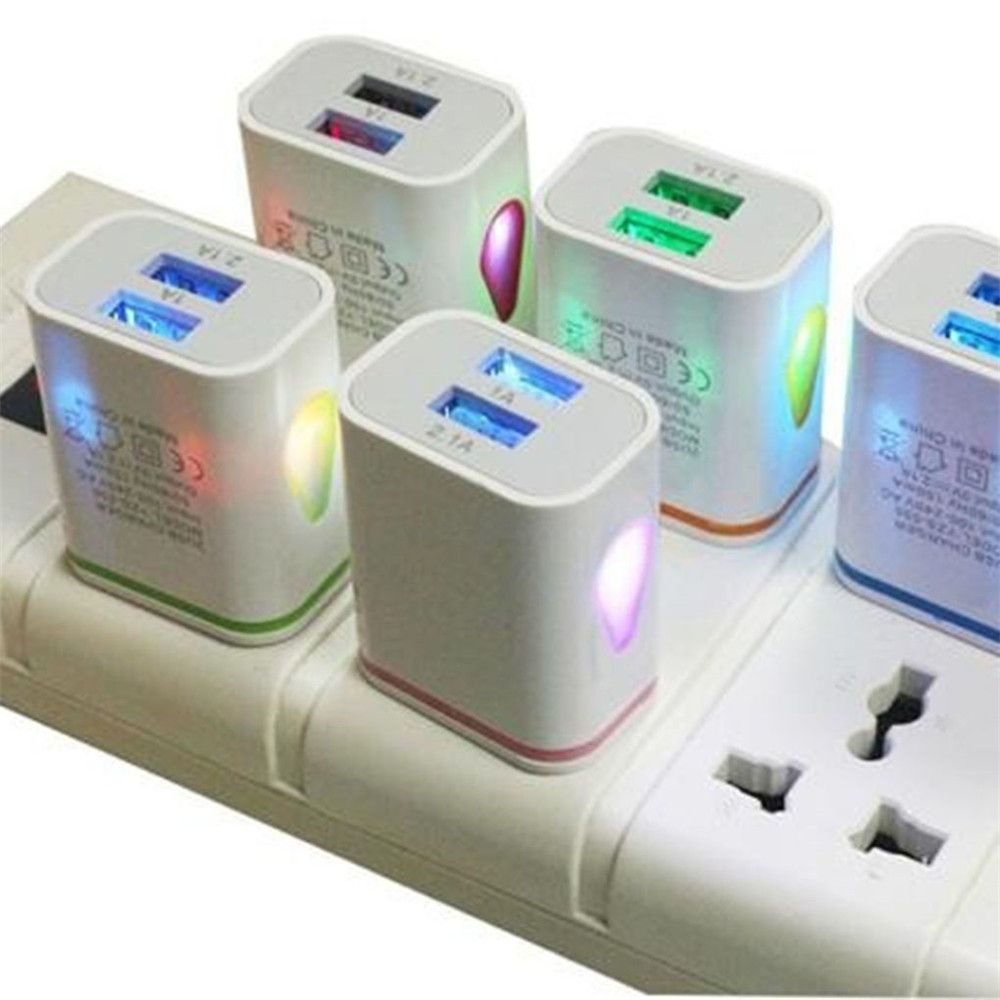Củ sạc nhanh cắm tường cổng USB có đèn LED chuẩn Hoa Kỳ/Châu Âu nhiều màu sắc tùy chọn thông dụng tiện lợi cho HTC
