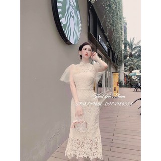 Váy ren thiết kế (Anh thật) cao cấp pha ren voan dáng ôm MSHT82