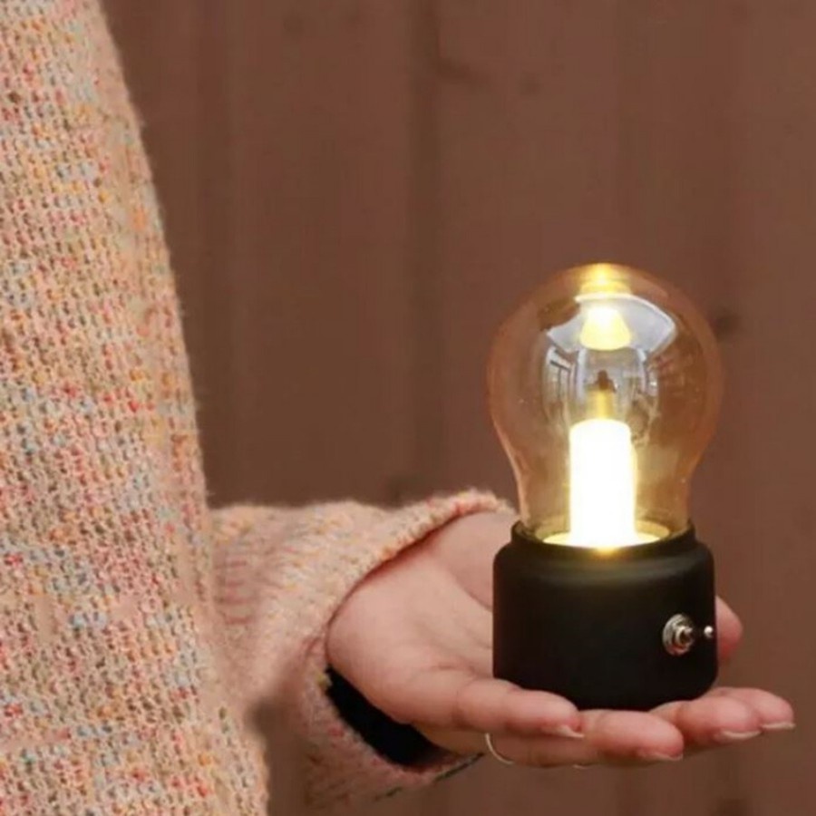 Đèn ngủ mini ánh sáng vàng sạc sáng 25h liên tục  kiểu dáng cổ điển trang trí nhà cửa phòng ngủ quà tặng bạn bè