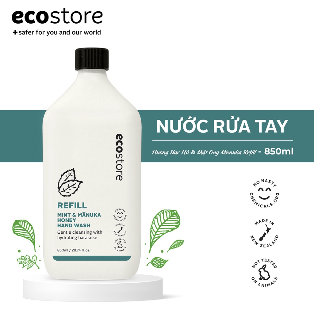 Ecostore Nước rửa tay hương bạc hà và mật ong Manuka refill 850ml (Mint &amp; Mānuka Honey Hand Wash)