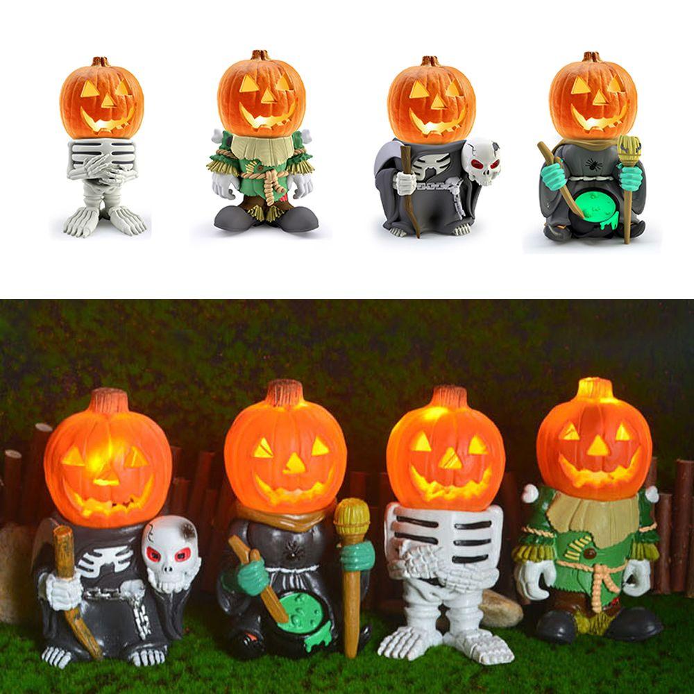 KENT1 Pumpkin Knight Light Halloween Landscape Sculpture Statue Garden Ornament