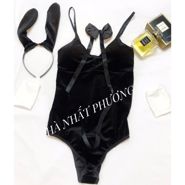 Cosplay Thỏ bunny bodysuit nhung 5 chi tiết QC cao cấp (Ảnh thật) | WebRaoVat - webraovat.net.vn