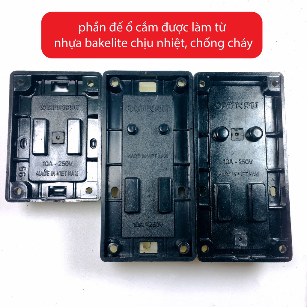 Ổ điện ổ cắm điện thương hiệu OMINSU chống cháy chống vỡ có đèn báo