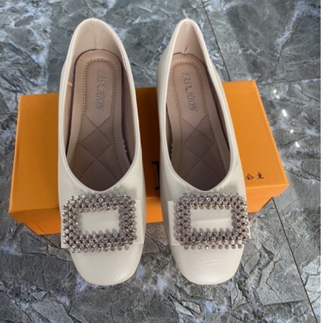 Giày búp bê da 2p cho nữ, Giày bệt êm chân, da mềm đẹp, Giày lười mũi tròn hàng Quảng Châu siêu đẹp full hôp