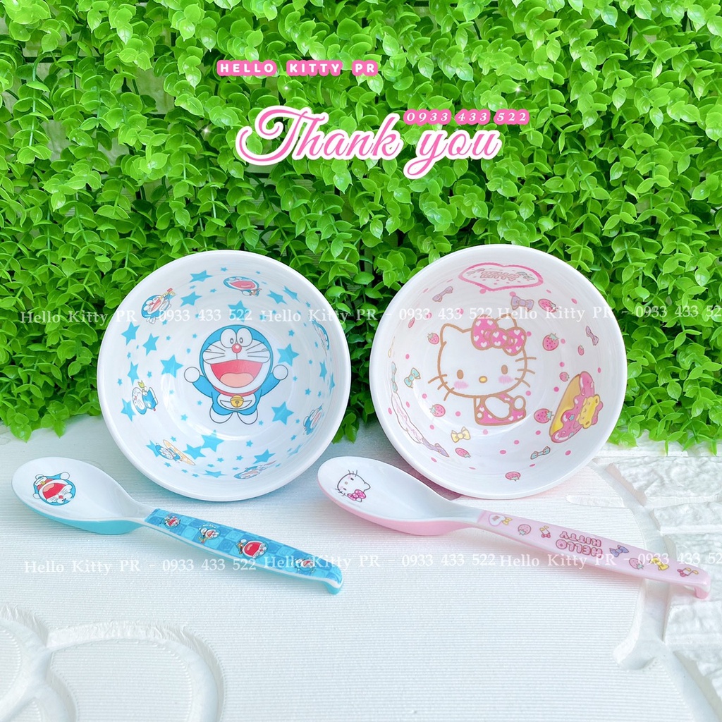 Chén tròn dày 2 lớp Hello Kitty - Doremon Doraemon