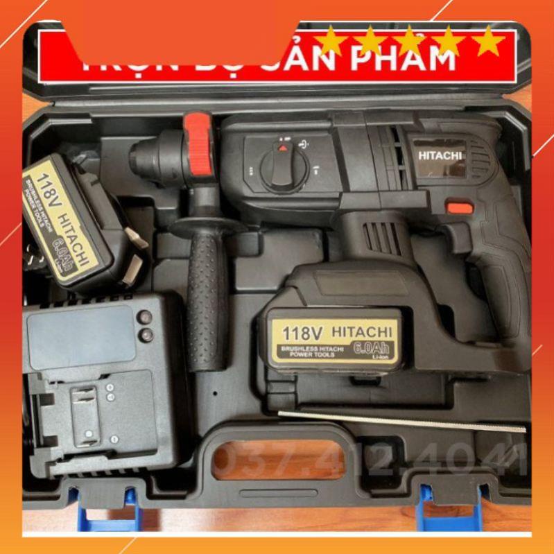 Máy Khoan Đục Bê Tông HITACHI 118V 3 Chức Năng, 2 PIN, Không Chổi Than