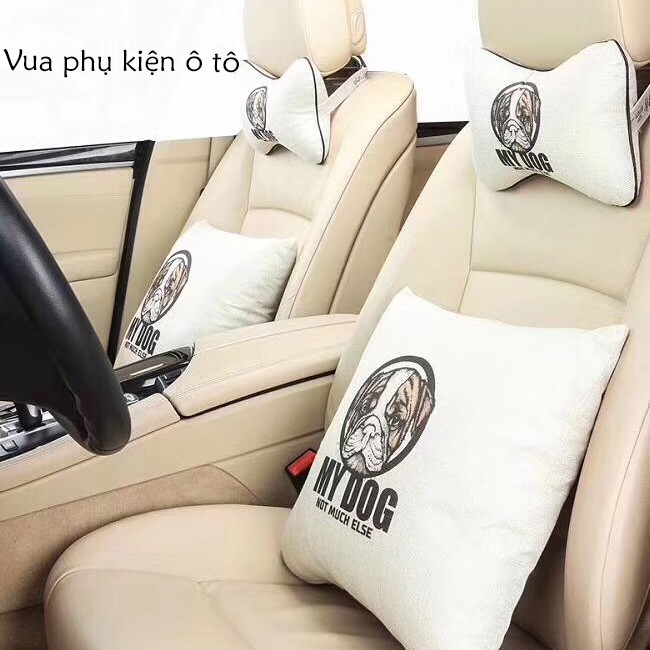 Set gối tựa lưng, tựa đầu trang trí xe hơi phụ kiện xe hơi đồ chơi xe hơi trang trí taplo