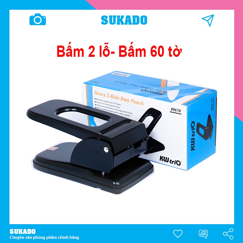 Bấm Lỗ giấy KW-Trio 09670 có khả năng dập tối đa 70 tờ/ lần SUKADO BL9670