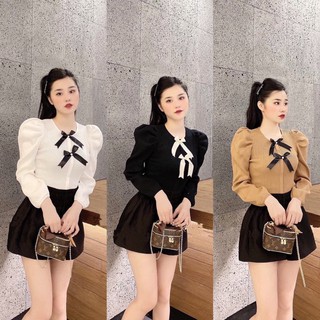 Áo Len Nữ Tay Bồng Đính Nơ Ngực Cực Tiểu Thư_Len Cao Cấp_Đi Chơi Đi Làm Đều Xinh Cỏ Boutique