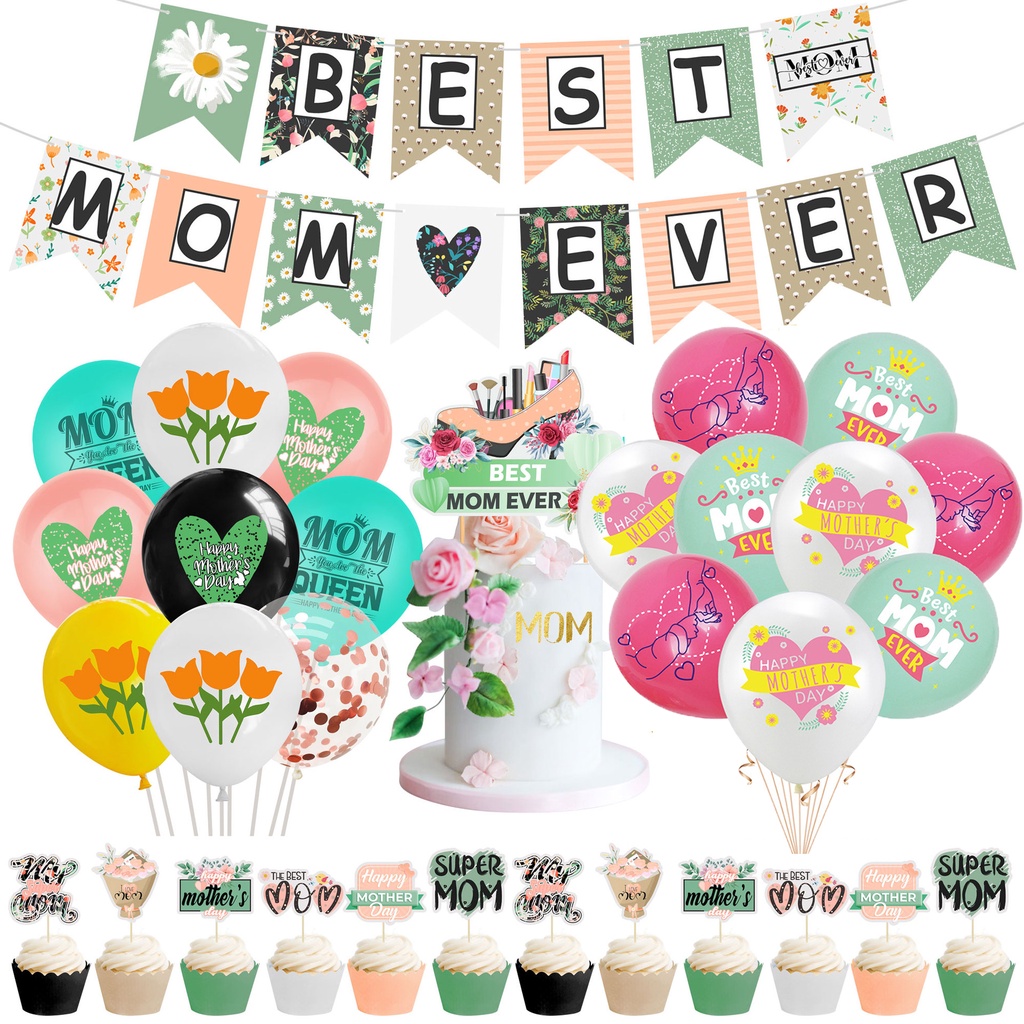 Bong Bóng 12/18inch Chữ "I Love You / Mom" Dùng Để Trang Trí Tiệc Sinh Nhật