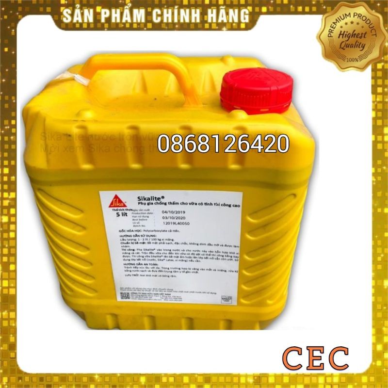 Sika Lite can 5 lít Phụ gia chống thấm cho vữa xây trát