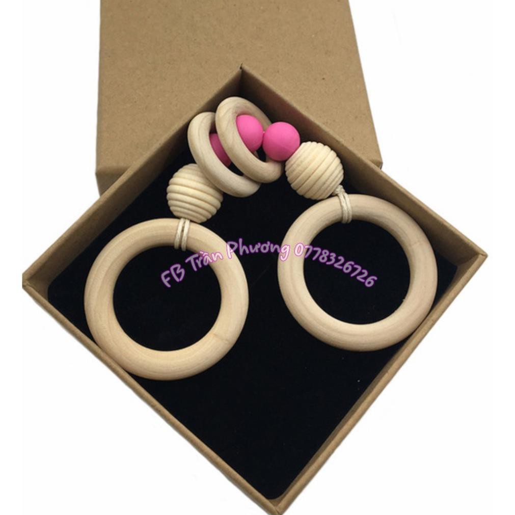 Lục lạc gỗ Handmade tập cầm nắm cho bé bằng gỗ sồi| Đồ chơi cho trẻ sơ sinh