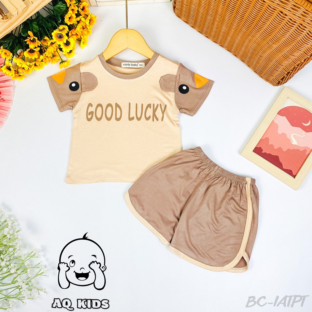 [Bé 7-30kg] Bộ Quần áo Cộc Tay Bé Trai, Bé Gái MINLYBABY, Thiết Kế Phối Tai Thỏ, Quần Vát Dễ Thương Unibaby - BCIATPT